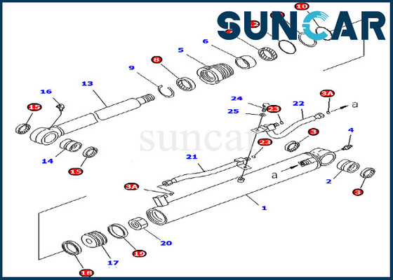 707-98-25360 de Reparatieverbinding Kit Fits For Excavator van de 7079825360 Emmercilinder pc45mr-1 Binnenstee gedeelten van KOMATSU
