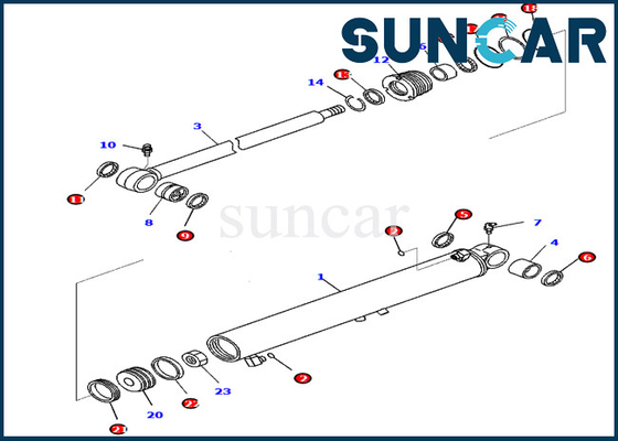Van de de Cilinderdienst van de boomschommeling Uitrusting 707-98-25780 7079825780 KOMATSU pc45mr-3 Graafwerktuig Seal Kits