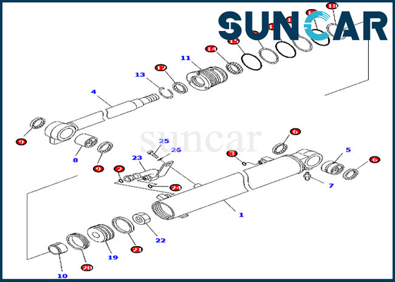 707-98-25750 de Verbinding Kit Fits Inner Parts Komatsu pc45mr-3 pc55mr-3 van de 7079825750 Boomcilinder