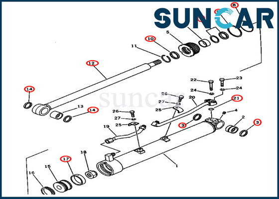 De Reparatieverbinding Kit Fits For 201-63-12301 van de boomschommeling 2016312301 pc60u-3 KOMATSU Hydraulische Cilinder