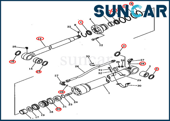 Cilinder Assy 201-63-02050 2016302050 Uitrustingen KOMATSU pc60u-5 van de Wapenverbinding Hydraulische CYL-Reparatieuitrusting