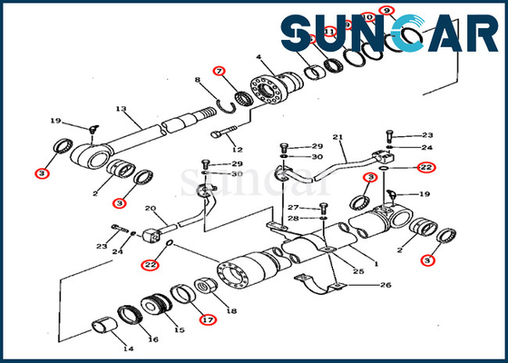 201-63-02040 de Verbinding Kit For pc60u-5 het Graafwerktuig Service Kits Parts van de 2016302040 Boomcilinder van KOMATSU