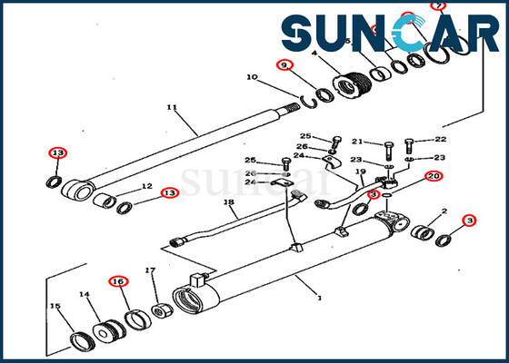 Pc60u-5 modellen KOMATSU 201-63-02060 de Reparatieverbinding Kit Hydraulic Cylinder van de 2016302060 Boomschommeling