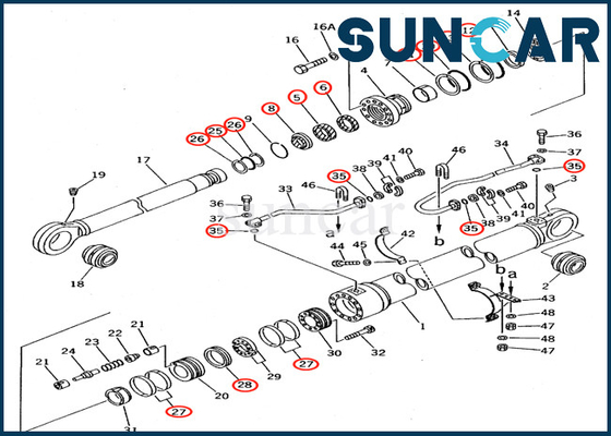 Pc650-5 pc710-5 KOMATSU de Dienst Kit Parts 707-99-77220 de Olie Verzegelende Uitrusting van de 7079977220 Boomcilinder