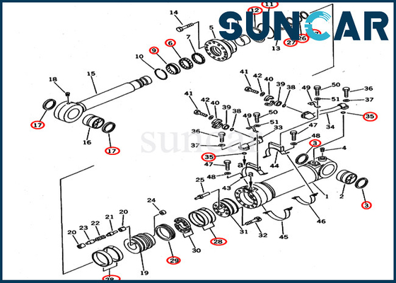 707-99-56300 het Graafwerktuig Service Kit Models pc650lc-3 van de bodemstortplaats pc650lc-5 Uitrusting van de de Cilinderverbinding van KOMATSU