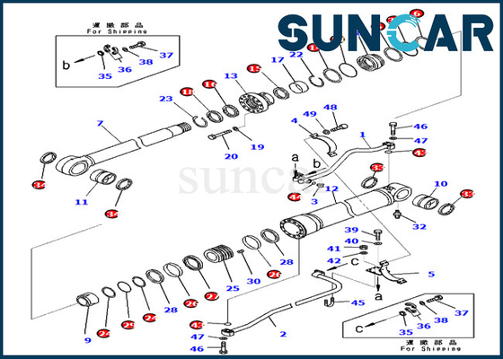 PC650LC-11 PC700LC-11 KOMATSU 721-98-01360 de Verbinding Kit Service Kits van de 7219801360 Boomcilinder