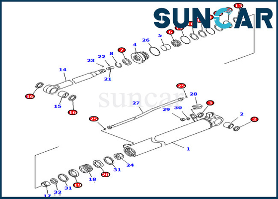 De dienstuitrustingen 707-99-35350 7079935350 Wapencilinder die Kit For Komatsu pc70-8 verzegelen Zwaar Materiaal