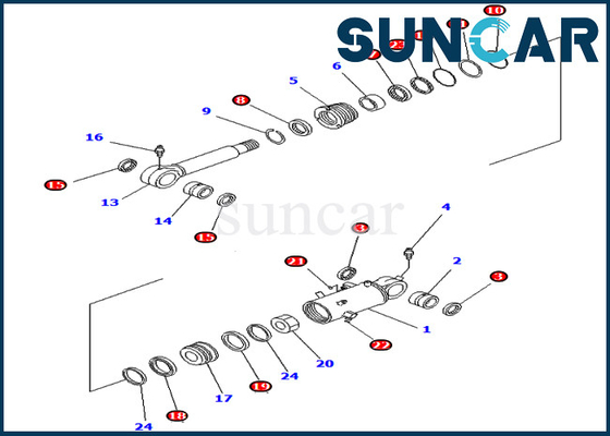 707-99-42550 de Olieverbinding Kit Repair Kit Fits pc70-8 het Graafwerktuig Inner Parts van de 7079942550 Bladcilinder van KOMATSU