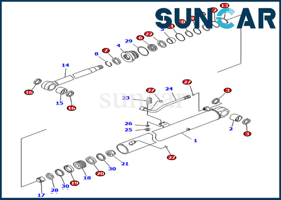 Pc70-8 KOMATSU 707-99-36710 Verbinding Kit Replacement Kits van de 7079936710 Boom de Hydraulische Cilinder
