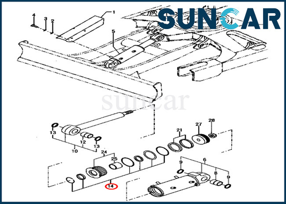 Van de het Bladcilinder van YM172187-72040 YM17218772040 de Reparatie Kit Excavator pc70fr-1 Verzegelende Uitrustingen van KOMATSU