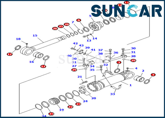 707-99-56200 de de Cilinderdienst Kit Fits Model pc750-6 van de 7079956200 Bodemstortplaats de Reparatieuitrusting van KOMATSU