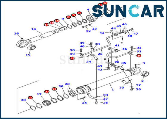Pc750-6 van de Verbindingsuitrusting 707-99-69660 7079969660 KOMATSU van de emmerreparatie het Graafwerktuig Cylinder Service Parts