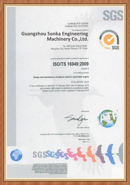China Guangzhou Suncar Seals Co., Ltd. certificaten